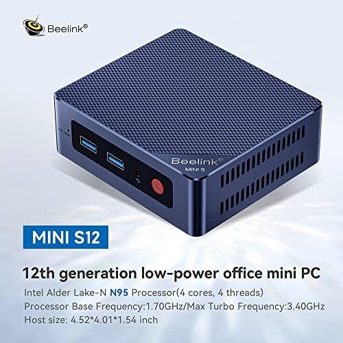 Beelink Mini PC, Mini S12 Intel 12th Gen 4-Core N95(up to 3.4GHz), Mini Computer 8GB DDR4 RAM 480GB SSD, Desktop PC Dual HDMI 4K UHD/Gigabit Ethernet/Dual WiFi5/BT4.2/HTPC/W11 Home - 1