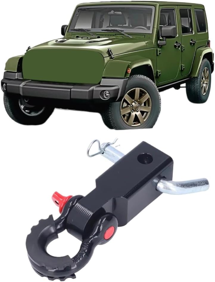 2-Inch Universal Shackle Hitch Receiver Made of Steel with Black Coating for Cars, Trucks, and SUVs