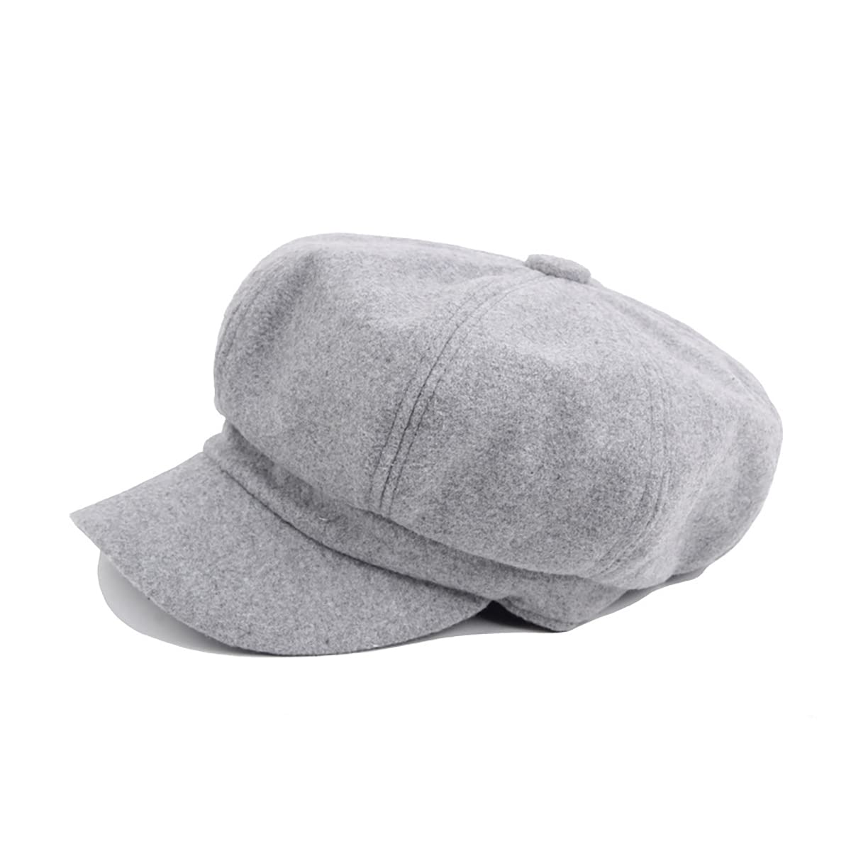 Van Der Linn Women's Grey 8 Panel Newsboy Cabbie Cap For Visor Beret Peaked Winter Hat (Grey)