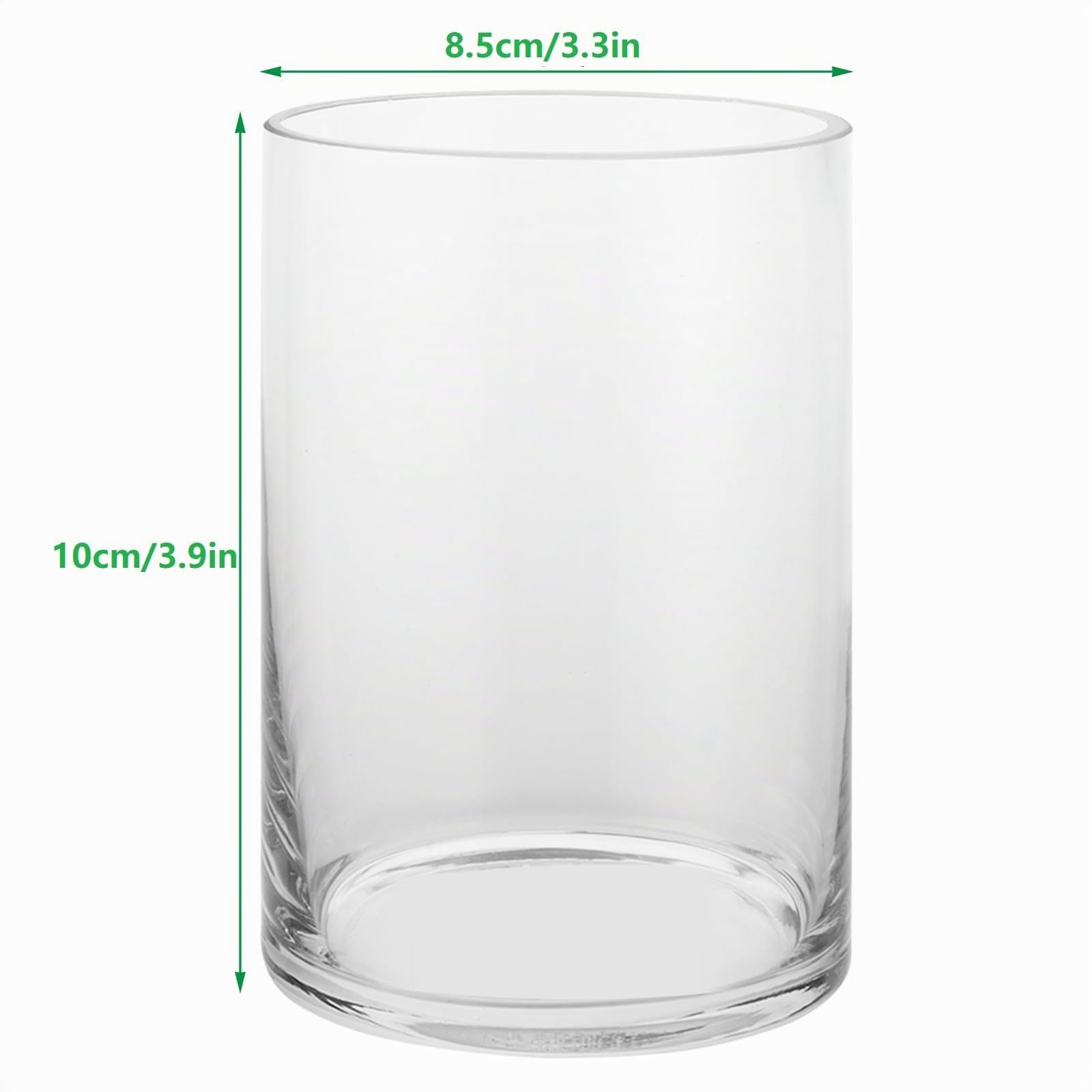 Lot de 12 Vases Cylindriques en Verre Transparent 8.5x10cm, Petit Vase en Verre pour Tischdeko, Roses, Tulipes, Photophore Verre