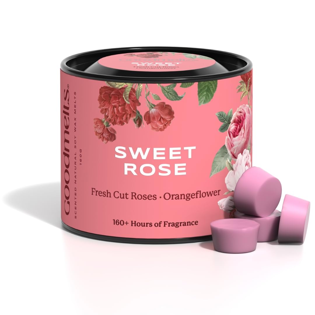 - Goodmelts Sweet Rose Scented Wax Melts | Sparkling Yuzu & Fresh-Cut Roses Fragrance | Natural Soy Wax, Vegan, Essential Oil Infused | 160-200 Hrs Scent Time | Safe, Smoke-Free, Easy to Use