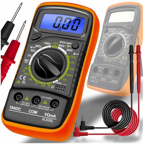 Image of Digital Multimeter XL830L with Backlight LCD, AC /DC Voltage Current Tester, Resistance Diode Continuity Meter, 2000 Counts Portable Multitester, Multicolor PHT830L