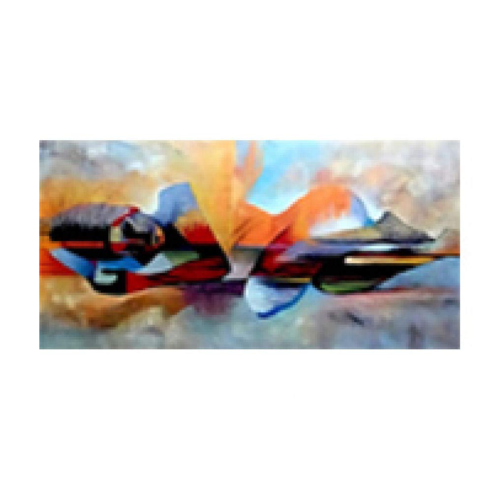 Tableau moderne pour salon : peinture abstraite religieuse 70x140 cm