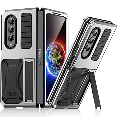 Coque antichoc pour Samsung Galaxy Z Fold 4 protégeant la charnière en aluminium argenté