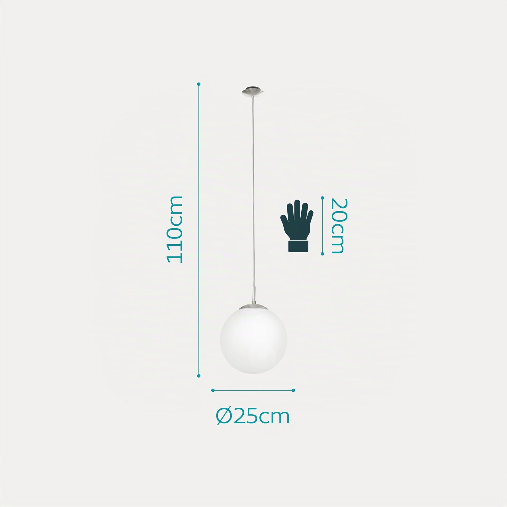 Eglo Lámpara colgante Rondo, iluminación de comedor de una luz | Iluminación colgante para comedor y sala de estar, casquillo E27, diámetro de 9.8 pulgadas