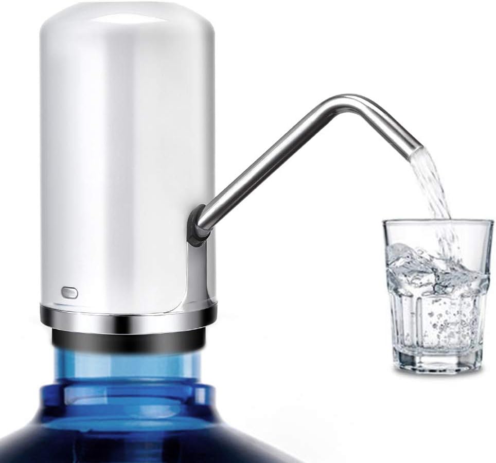 water pump for 5 gallon bottle,USB charging Portable electric Drink water bottle pump dispenser (Fits Most 2-5 Gallon Water bottle[2000MA battery powered]) (white)