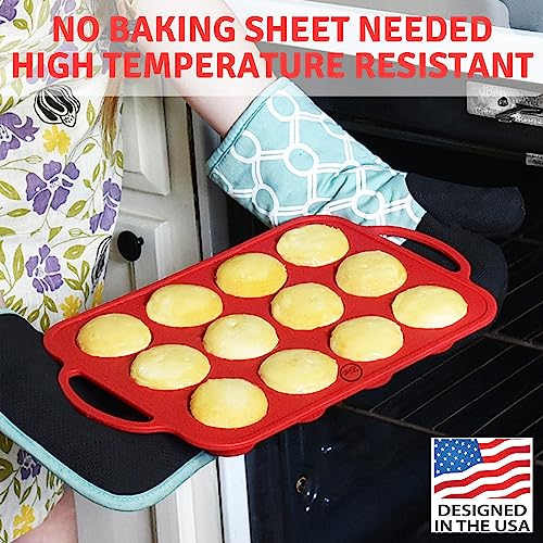 Bake Boss Silicone Mini Muffin Pan With Handles - Silicone Muffin Pans For Baking - Muffin Pans Nonstick 12 - Silicone Muffin Cups For Baking - Mini Muffin Tin #TOP6