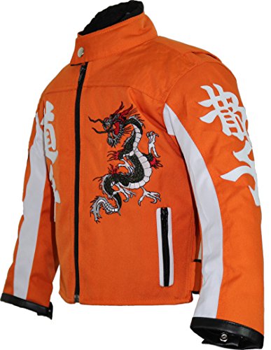 MDM Chaqueta infantil de moto en color naranja., naranja, S