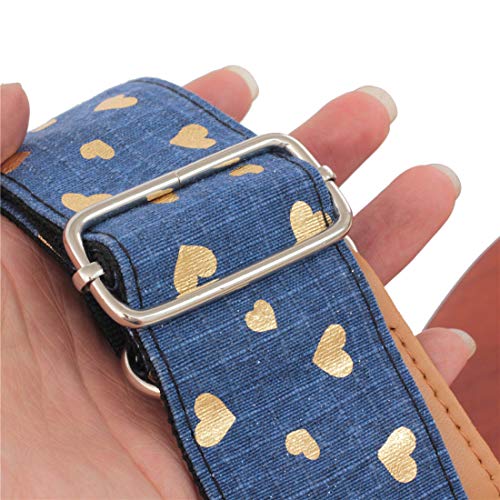 Longteam Simple Linen Leather Guitar Strap Adjustable Length Durable Electric Guitar Bass Straps With Nail, Rope, Picks (Pink Heart) #TOP3