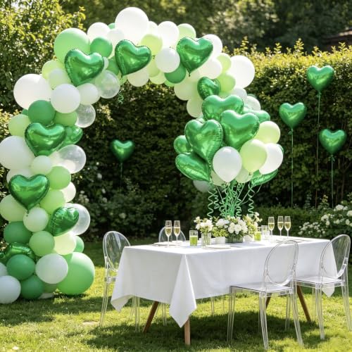 Image of 36 Pcs Green Heart Balloons,18 Inch Heart Foil Balloons Valentine Balloon for Wedding Engagement Party Valentine Day Decorations
