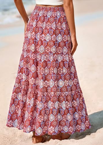 Image of KIRUNDO Maxi Skirts for Women Summer Boho Floral Long Skirt