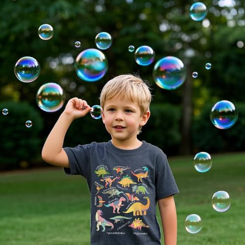 Image of Kids Short Sleeve Tees Toddler Crewneck T-Shirts Boys Girls Dino Raccoon Excavator Silly Goose Flower Girl Tops 2-7 Years