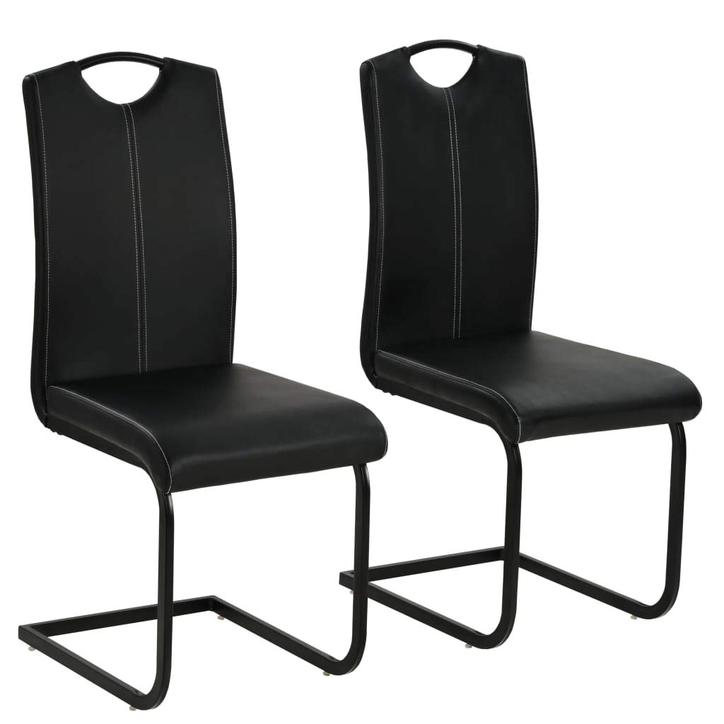 2er Set Esszimmerstühle Schwingstuhl – Bezug Aus Kunstleder, Metallgestell, Für Küche, Wohnzimmer, Büro (Weiß + Schwarz)