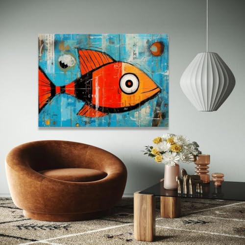 Décoration intérieure marine toile de poisson orange à offrir