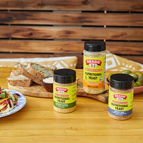 Image of Bragg Nutritional Yeast Seasoning Variety Pack - (2 Pack) 3 oz - Dairy-Free Parmesan Cheese Substitute - Perfect for Salads, Pastas, Popcorn, and More