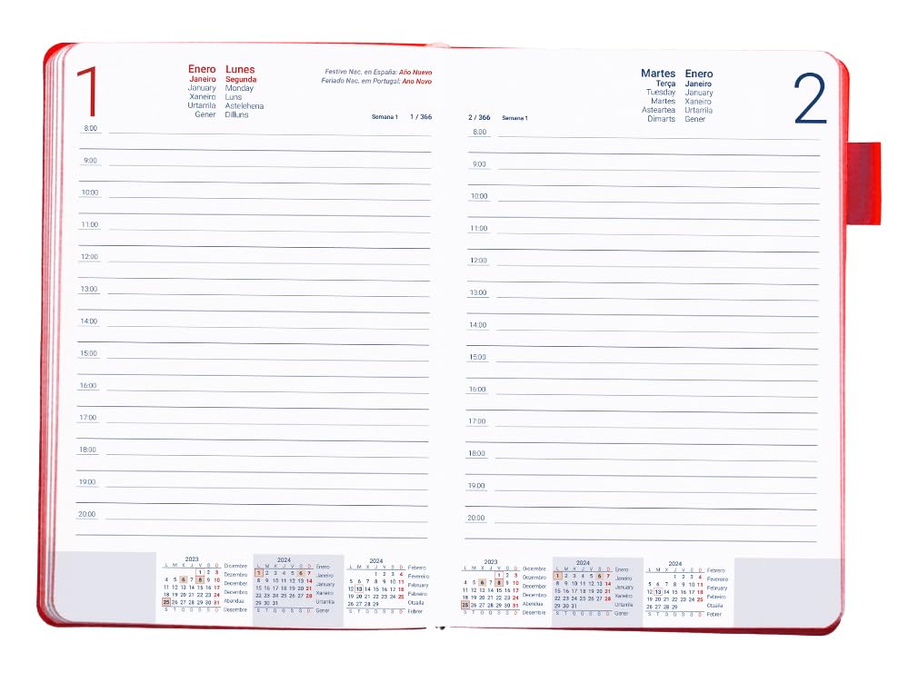 Liderpapel Sifnos Bound Diary A5 2024 Day Page Red Paper 70 g - Image 4