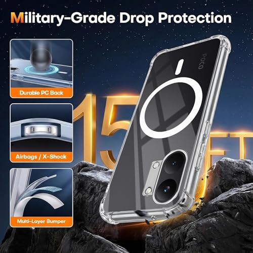 Image of Jkobi Shockproof Crystal-Clear Back Cover for Poco X8 Pro Max 5G (Magsafe Wireless Support | Drop & Camera Protection | Hard Polycarbonate)