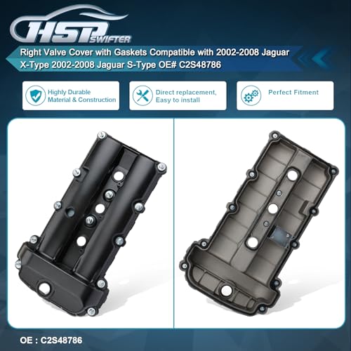 Image of Right Valve Cover with Gaskets Compatible with 2002-2008 Jaguar X-Type 2002-2008 Jaguar S-Type OE C2S48786