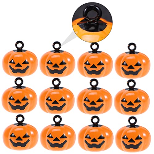 Sosoport Pumpkin Charms for Jewelry Making 12pcs Pet Bells Safety Buckle Copper Material