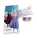 saco dormir infantil disney  Frozen Set Saco de Dormir +cojin+ Antifaz 2. Referencia KD Textiles del hogar Unisex Adulto, Multicolor (Multicolor), única
