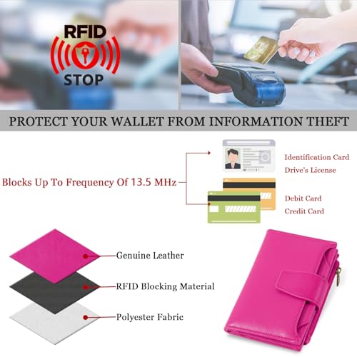 Image of Airkit Small Wallet Women RFID Blocking Soft Leather Bifold Compact Card Holder Wallet for Women with Zipper Coin Pocket 4 ID Window
