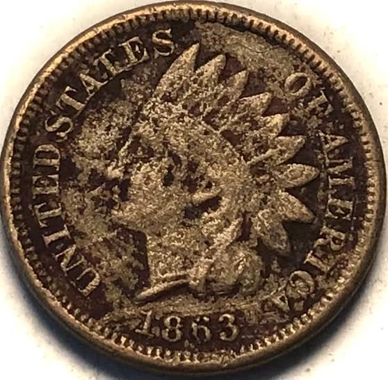 1863 P Indian Head Cent Penny Very Good