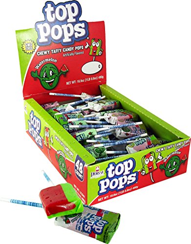 Top Pops Chewy Taffy Pops, Watermelon, 16.9 Ounce