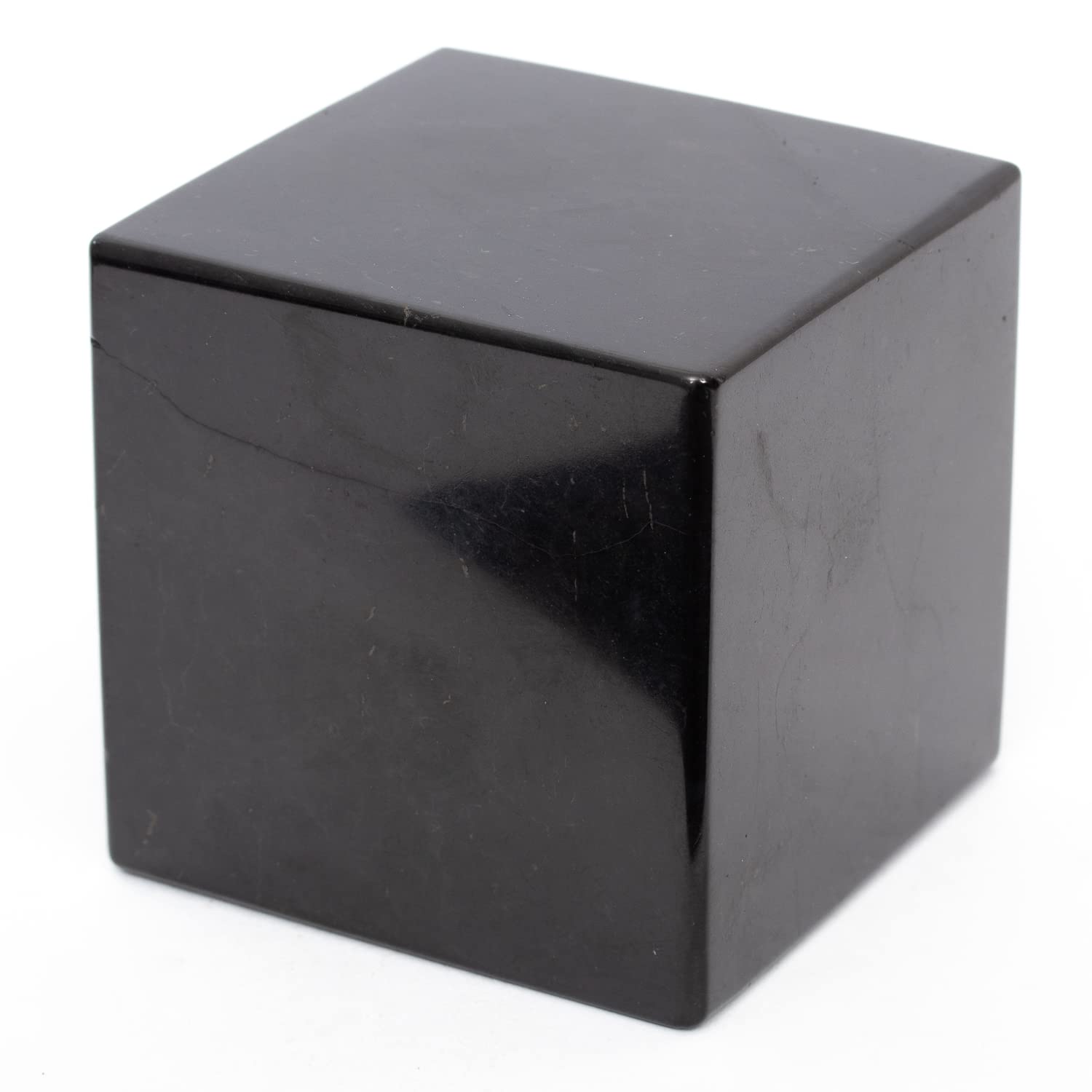 Igox Schungite - Pietre a cubo lucidate, 50 mm, in Pietra Nera, Protezione da shungite, Pietre di Cristallo per Proteggere da EMF ed Energie Negative (5 cm)
