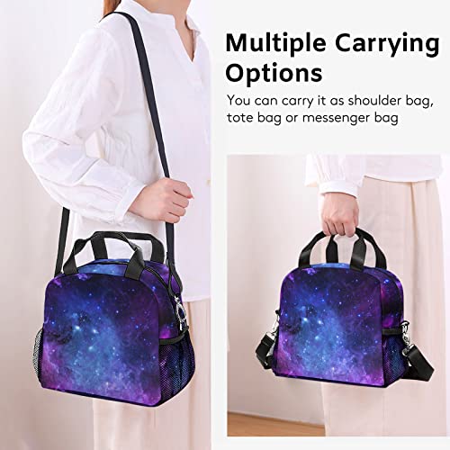 Zisnepq Large Galaxy Lunch Box For Boys Girls, Insulated Lunch Tote Bag, Leakproof Lunch Sack With Double Side Pockets And Adjustable Shoulder Strap, Sholder Bag Handbag For School, Picnic, Camping #TOP5