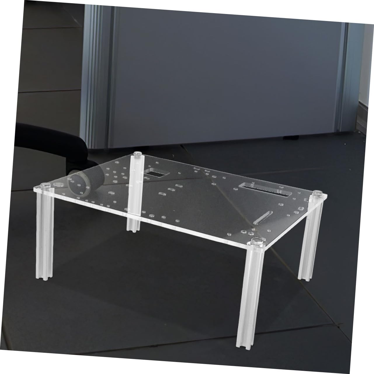 Uonlytech Staffa Per Case Pc Aperto Matx, Supporto Telaio Computer Robusto e Ventilato, Base Trasparente Per Banco Di Desktop, Facile Installazione Per Appassionati Fai-da-te
