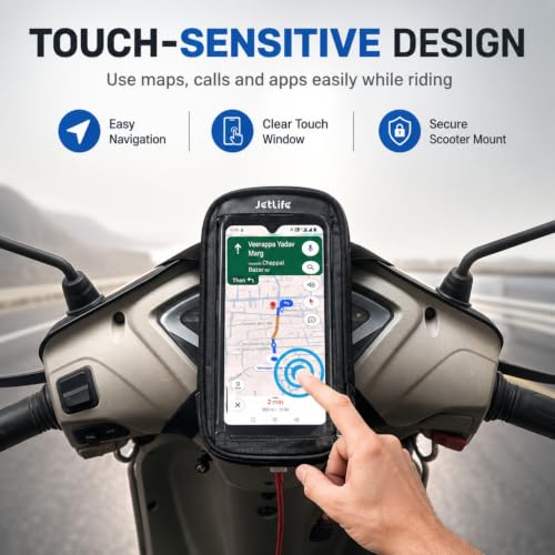 Image of JETLIFE Premium Mobile Holder X2 for Scooters Scooty's Like Activa Jupiter EV (Carbon Black)