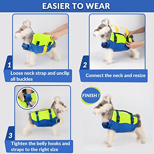 Slowton Dog Life Jacket, Adjustable Ripstop Dog Life Vest With One Piece Belly Support Superior Buoyancy, Skin-Friendly Neoprene Pet Safety Flotation Vest For Swimming Boating Pool Beach(Yellow,Xs) #TOP5