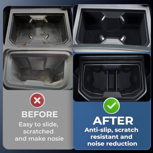 Image of Center Console Cup Holder Inserts for Toyota Tacoma 2026 2025 2024, Interior Accessories Silicone Front & Rear Car Cup Holder for 2024-2026 Tacoma, Black