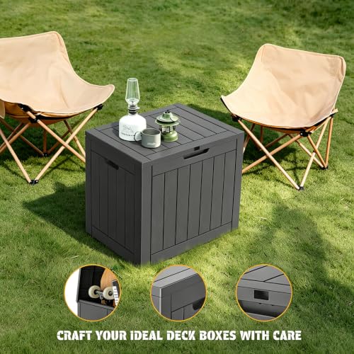Image of NUNU LAB 32 Gal Outdoor Storage Box Waterproof Lockable,Deck Box,Black | Waterproof Outdoor Storage Box, Lockable Lid Deck Box for Package Delivery, Backyard Bin for Garden Tools, Patio Cushion
