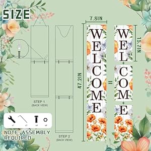 Welcome Wooden Porch Sign 47.2" Spring Large Welcome Porch Sign Vertical Indoor Outdoor Standing Sign for Home Front Door Yard Season Decor Welcome Wooden Porch Sign 472 Spring Large Welcome Porch Sign Vertical Indoor Outdoor Standing Sign for Home Front Door Yard Season Decor