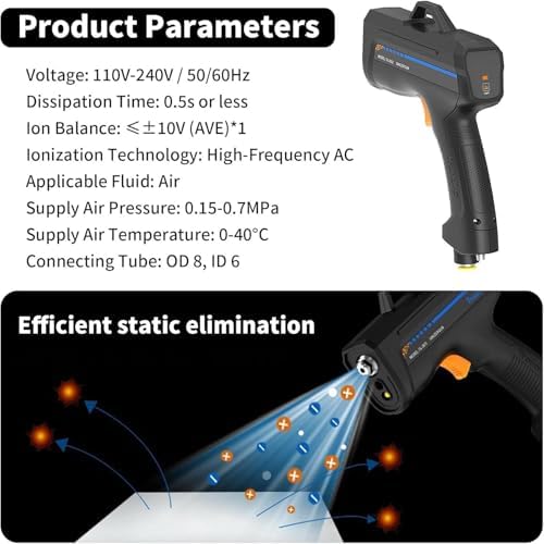 Handheld Antistatic Ionizing Air Gun - Industrial Static Eliminator, Pulse Type for Electronics Repair & Maintenance, Effective Static Control Tool