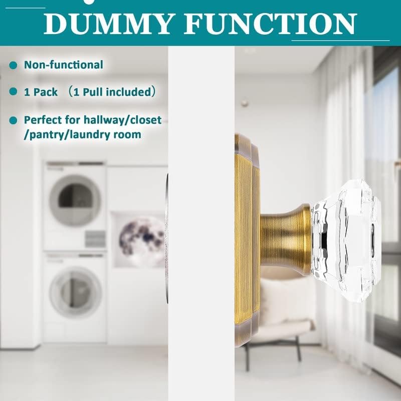 Miniatura 2 de Orger Pomos de puerta de cristal para interior de guardarropapuerta francesa, pomos decorativos inactivos individuales que no giran para un solo