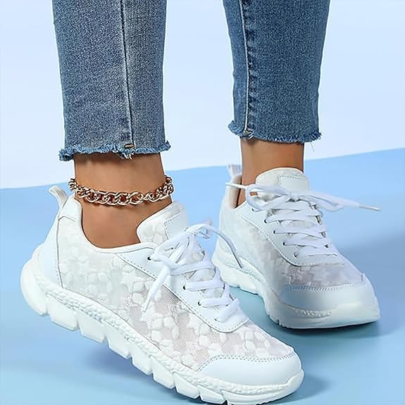 Women's Luxurious Orthopedic Sneakers, Lace Print Hollow Mesh Orthopedic Sneakers for Women Wide2