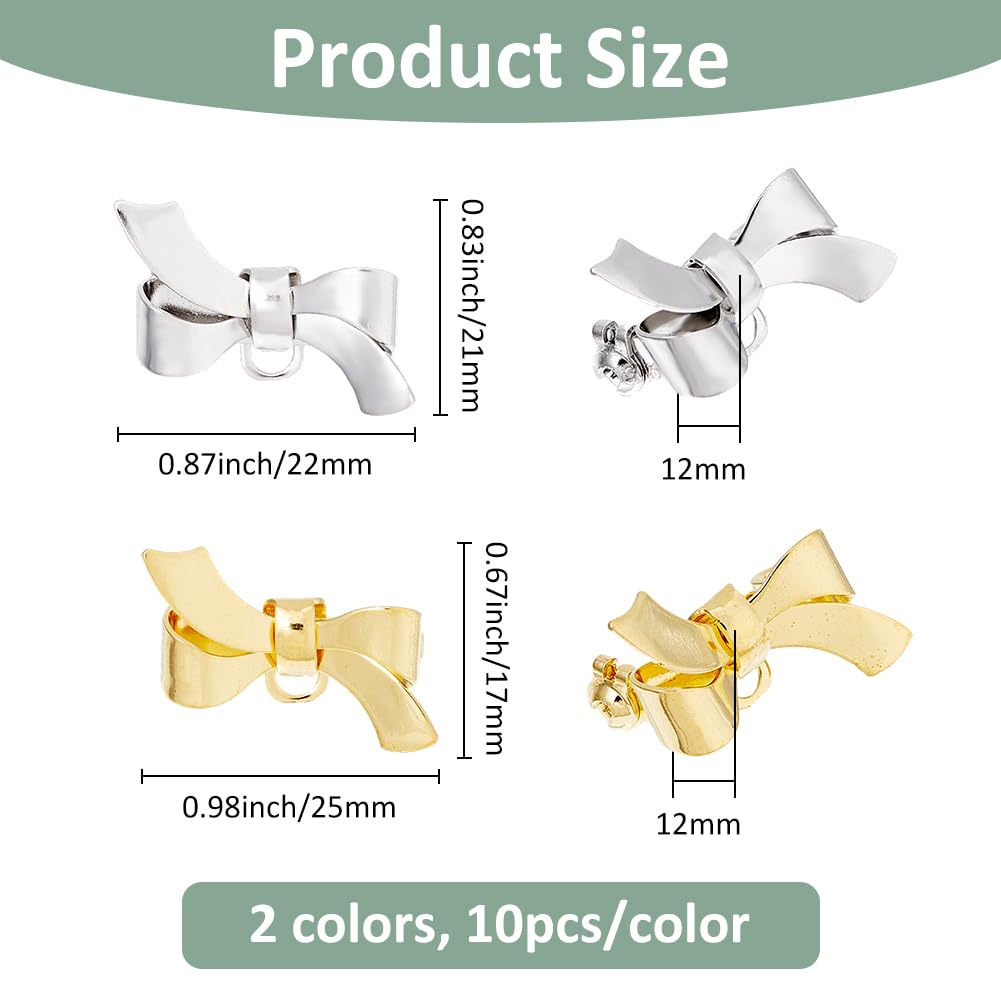 SUPERFINDINGS 20 piezas 2 estilos pequeño broche de lazo con imperdible en platino y latón dorado broche pajarita broche pajarita para traje chaqueta abrigo ropa mujer accesorios