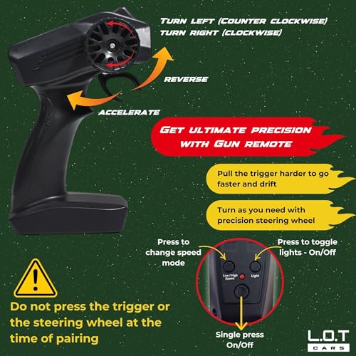 Image of L.O.T TOYS Flare Remote Control Car | 20Kmph, 2.4Ghz | Rc, Remote, Rc Drift Car, 4 Wheel Drive, Boost Mode, Long Range Remote, Hard Plastic Top with LED Head Light (Underground Grey)