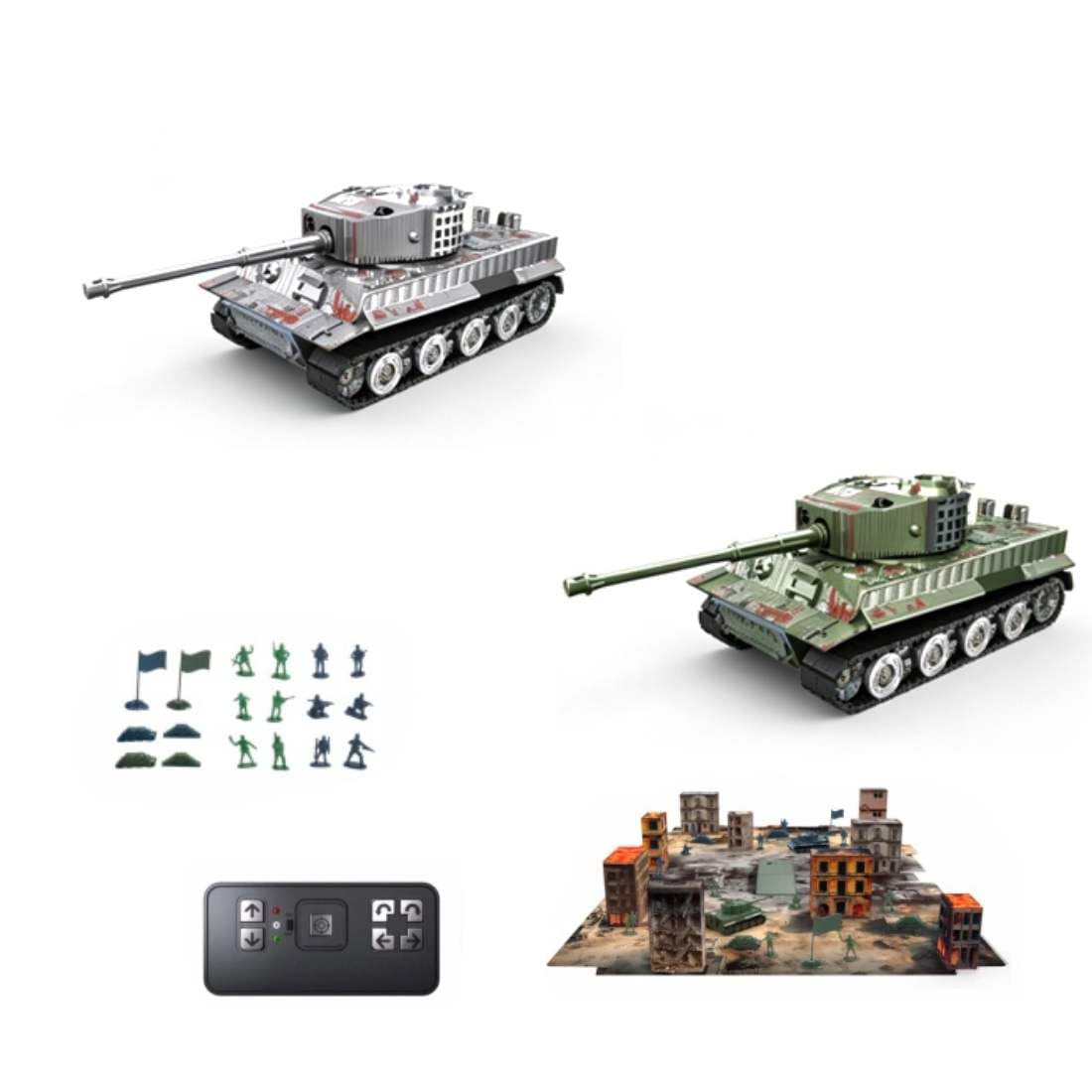 Amazon.co.jp: 1/64 RCバトルタンクセット 2.4G対戦車回転砲塔付き
