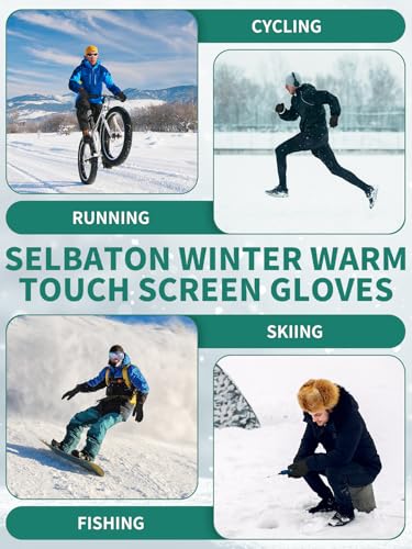 SELBATON Handschuhe Winter für Damen und Herren mit Wolle Verzweigung Strick Elastisch Touchscreen Winterhandschuhee für Kaltes Wetter zum Laufen zum Skifahren Fahren