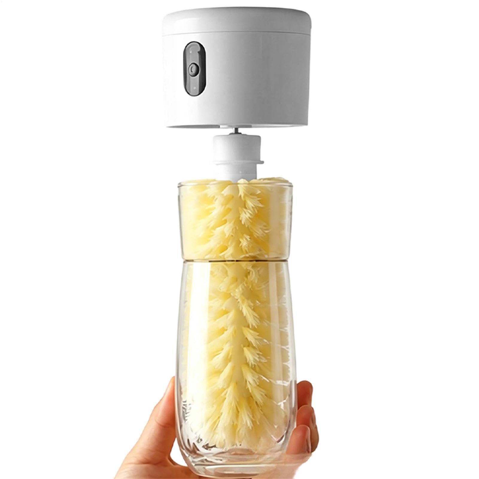 Flaschenbürste, elektrisch, 60 Grad drehbar, multifunktionales Reinigungswerkzeug | Flaschenwaschbürste für Küche, Reisen, Büro, Fitnessstudio, Kaffee, Protein, Wein, täglicher Shaker Milch