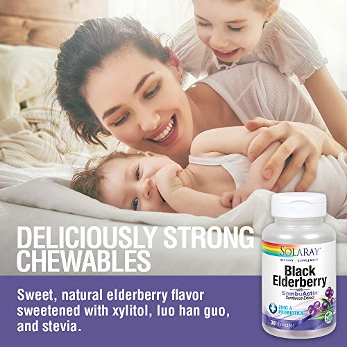 Solaray Black Elderberry Extract With Zinc, Probiotics & Vitamin C | Healthy Immune System Support | 30 Chewable Tablets #TOP4