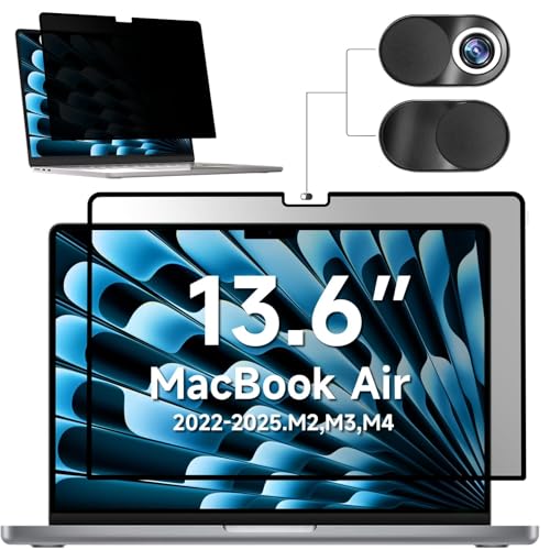 Image of Privacy Screen for MacBook Air 13.6 /13 Inch (2022-2025, M2,M3,M4) - A2681, A3113, Removable Vacuum Adsorption Anti Spy,Anti Glare Anti Blue Light Filter for Mac Laptop Computer