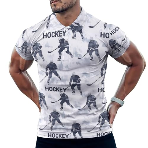 Polo de golf homme anti-humidité et coupe sèche à motif hockey moderne
