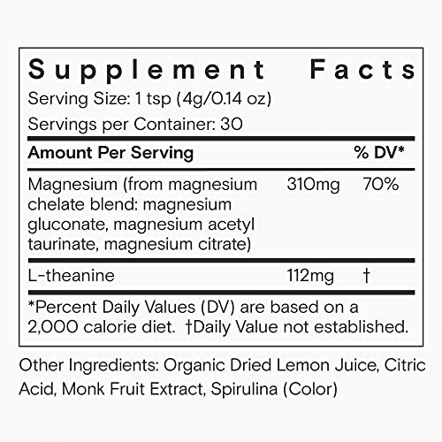Magnesi-Om Supplement for Calm, Relaxation & Regularity with Magnesium & L-Theanine - Sugar Free Blue Lemon Flavor (4.2oz) - Image 4