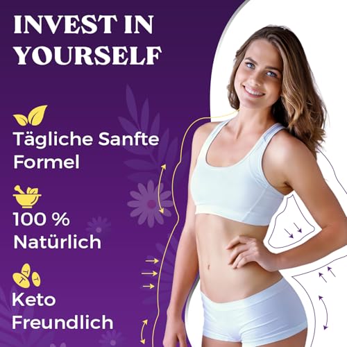 Appetitzügler für Frauen 2577mg, Hochdosiert Glucomannan aus der Konjak Wurzel, Schnell Stark Fettverbrenner, Optimiert mit Chrom, Grüntee Extrakt, Vitamin B12, Natürliche, Keto (90 Tabletten)