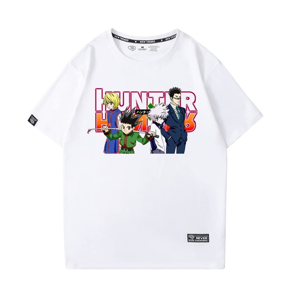 SHIHUA ハンター×ハンター tシャツ 半袖 夏服 薄い生地 柔らかい 上着 日常服 シンプル風 綿シャツ 人気 アニメ 周辺 グッズ プレゼント  (白 2,XXL)