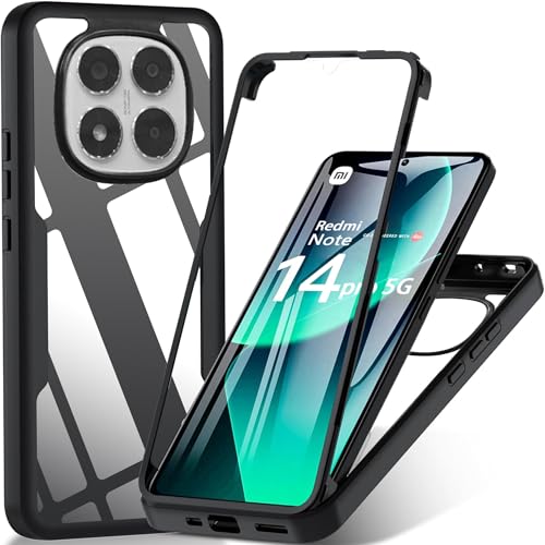 Bokyas Cover Trasparente Per Xiaomi Redmi Note 14 Pro 5G/Redmi Note 14 Pro+ 5G/Xiaomi Poco X7 Con Protezione Per Display Integrata, Dual Layer Ibrida